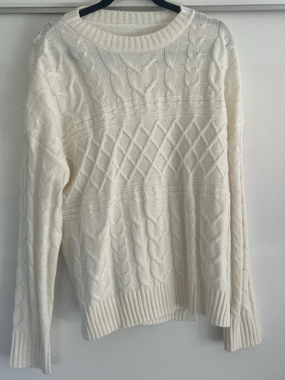 Women’s Cream Cable Knit Sweater - Classic Crewneck